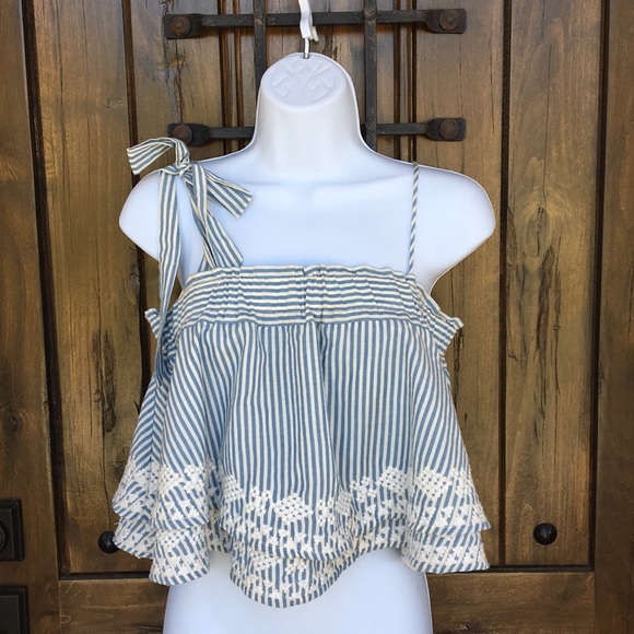 Free People Tops - Free People Embroidered Stripe Tube Top XS